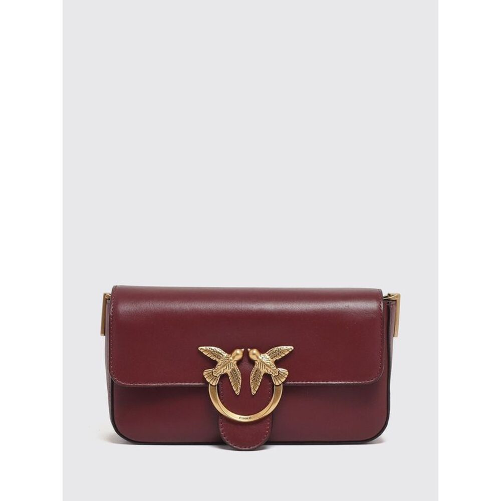 Pinko Women Love Birds Leather Mini Crossbody Bag Pinko With Metal Chain